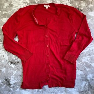 Bright Red, Long Sleeve Cardigan, with buttons, size: Small
